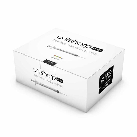 Unisharp 1ml Fixed 27G 0.5" White  x 100