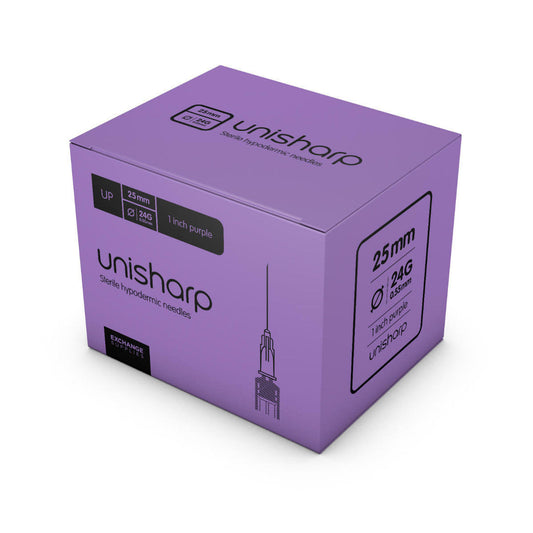 24G 1" (25 mm) Needle (Purple) - Unisharp x 100