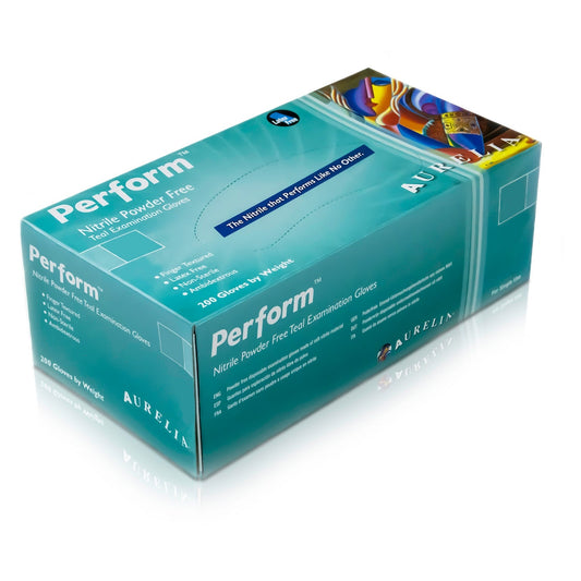Aurelia® Perform Powder Free Teal Green Nitrile Gloves - Box of 200