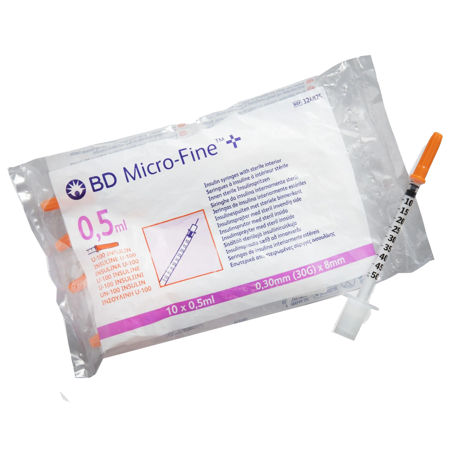 BD Micro Fine+ 0.5ml Insulin Syringe & Needle 29g x 12.7mm x 100