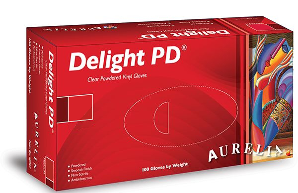 Aurelia® Delight Clear PD® Powdered Vinyl Gloves - X100