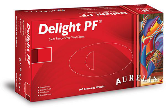 Delight Powder Free Vinyl Gloves - Clear - Box Of 100