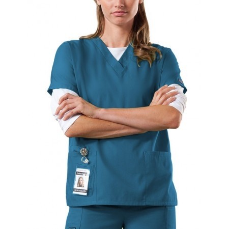 Cherokee Unisex Scrub Top - Caribbean Blue