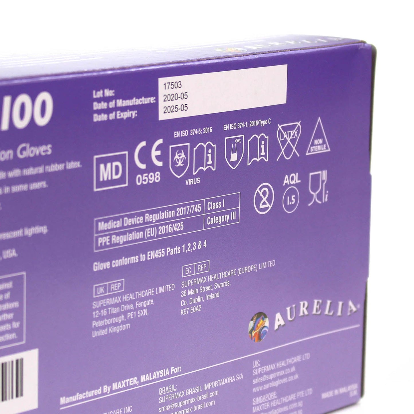 Light Slate Gray Supermax Aurelia Transform Nitrile Gloves - Pack of 100