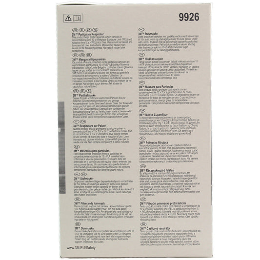 Gray 3M™ Particulate Respirator Face Mask FFP2 Valved - 9926 - Box of 10