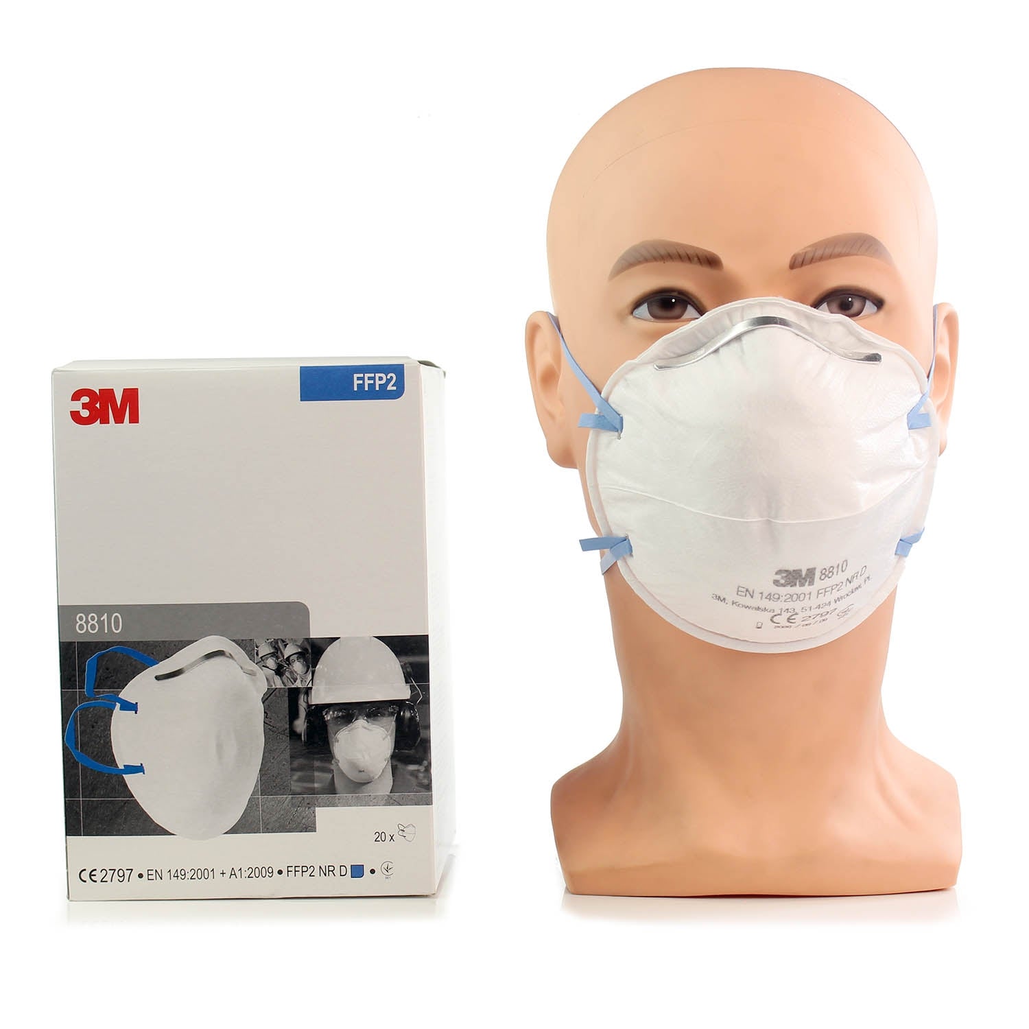 Light Gray 3M™ Particulate Respirator Face Mask FFP2 Unvalved - 8810 - Box of 20