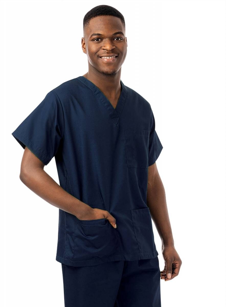 Unisex V-Neck Scrub Suit - Navy Blue