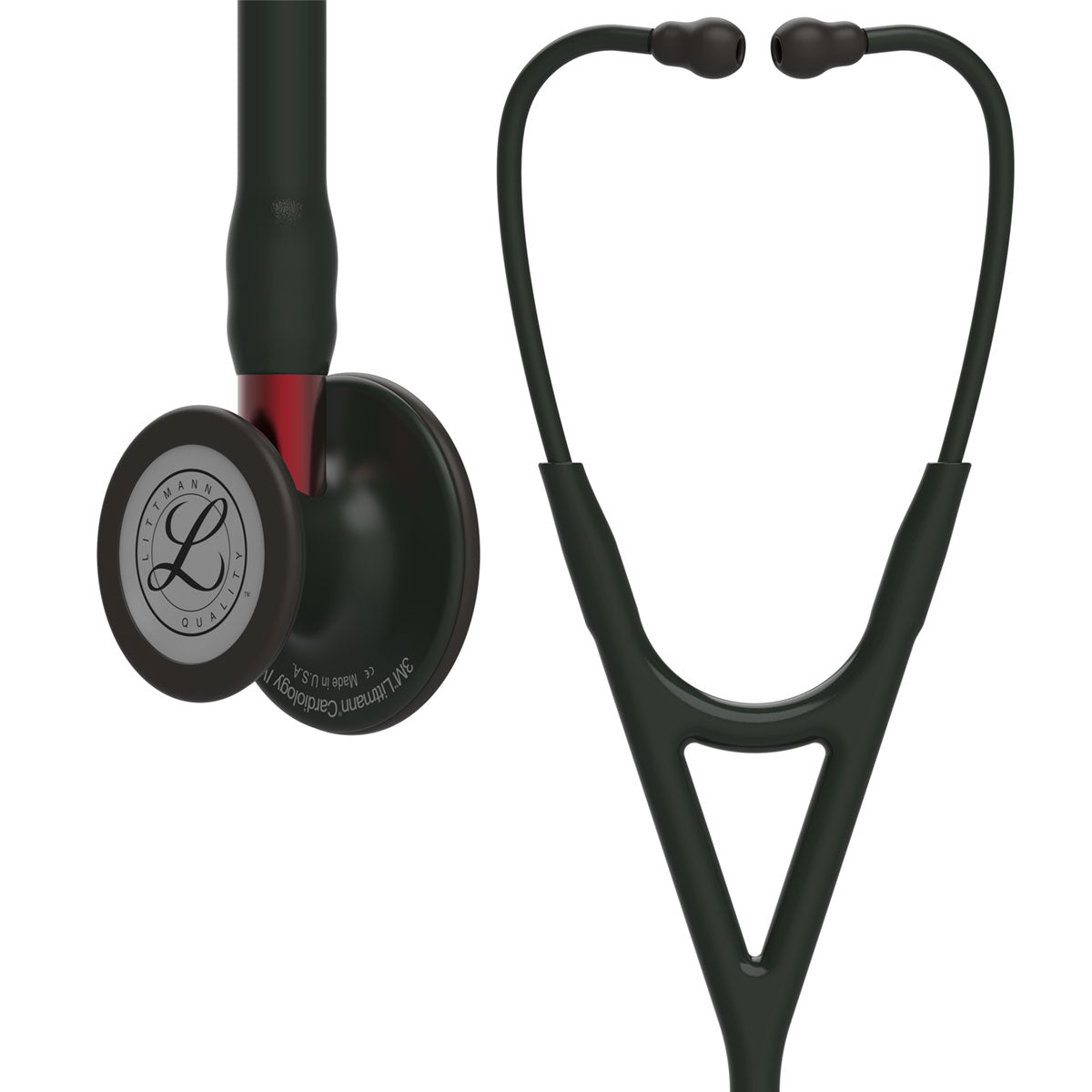 Littmann Cardiology IV Diagnostic Stethoscope - Black with Red stem - 6200 - Medscope