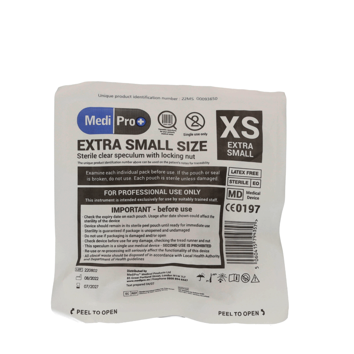 Medipro Vaginal Speculum with Lock - Box of 25 - Extra Small