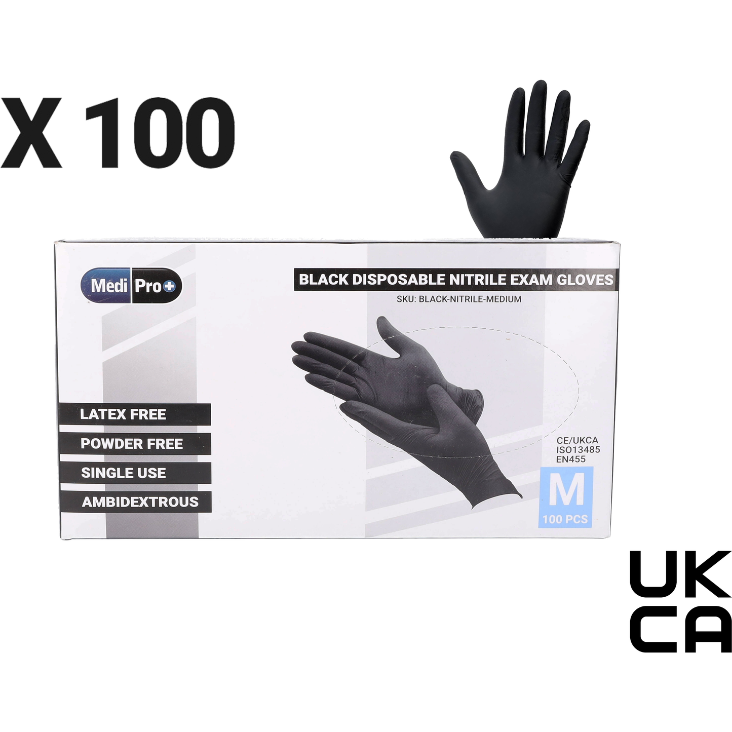 Lavender MediPro Black Nitrile Gloves - Box of 100