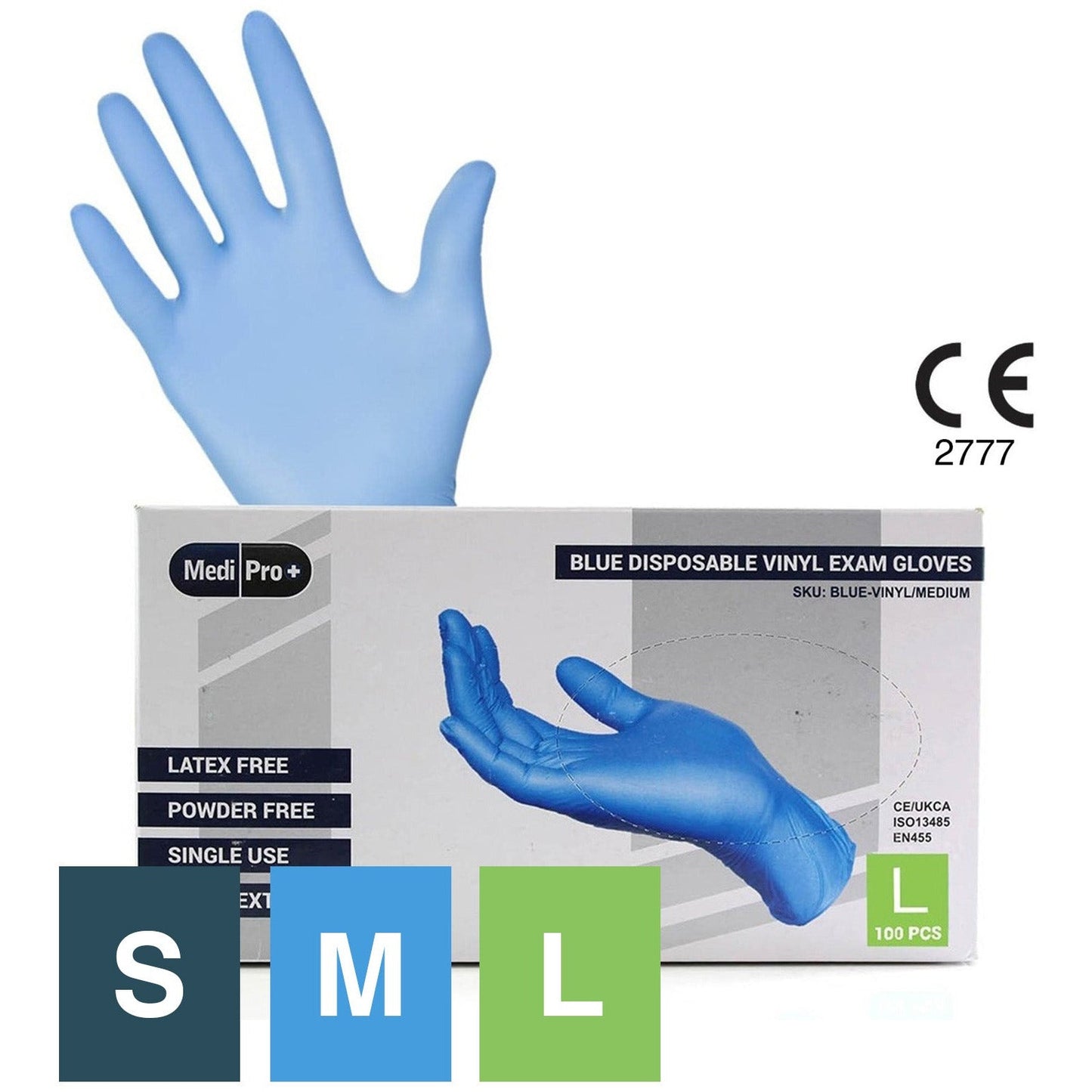 Light Steel Blue Blue Vinyl Exam Gloves - Cat III PPE