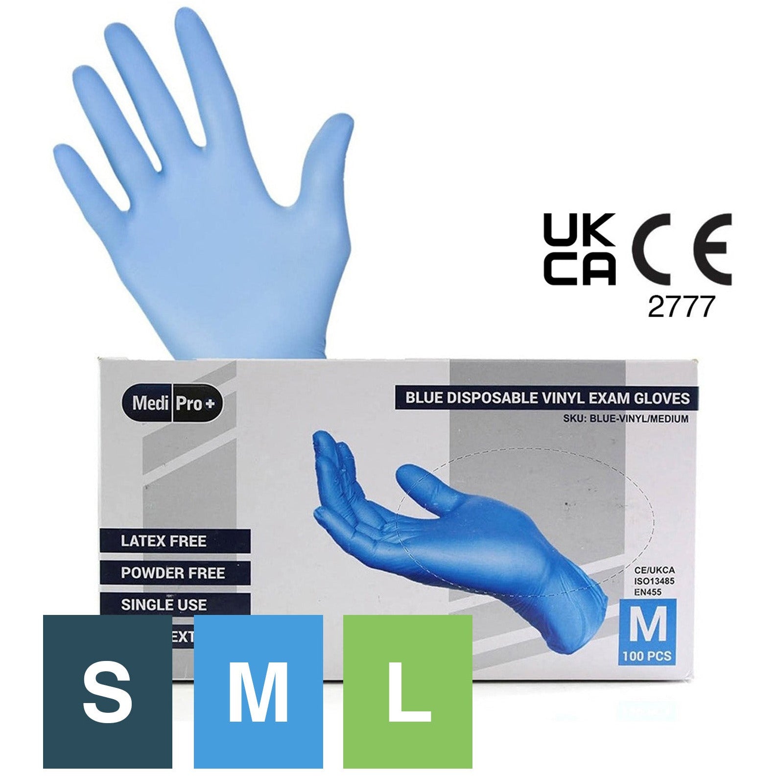 Light Steel Blue Blue Vinyl Exam Gloves - Cat III PPE