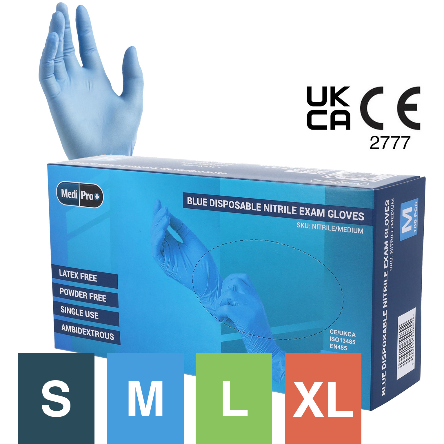 Steel Blue Nitrile Gloves Medical Grade Cat III PPE x 100