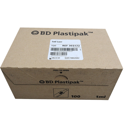 B & D 1ml Leur-Lok Plastipak per Box of 100