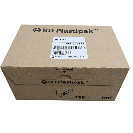 BD Plastipak™ 1ml Concentric Luer Slip Syringe,3 piece, W/O needle,  Box of 120