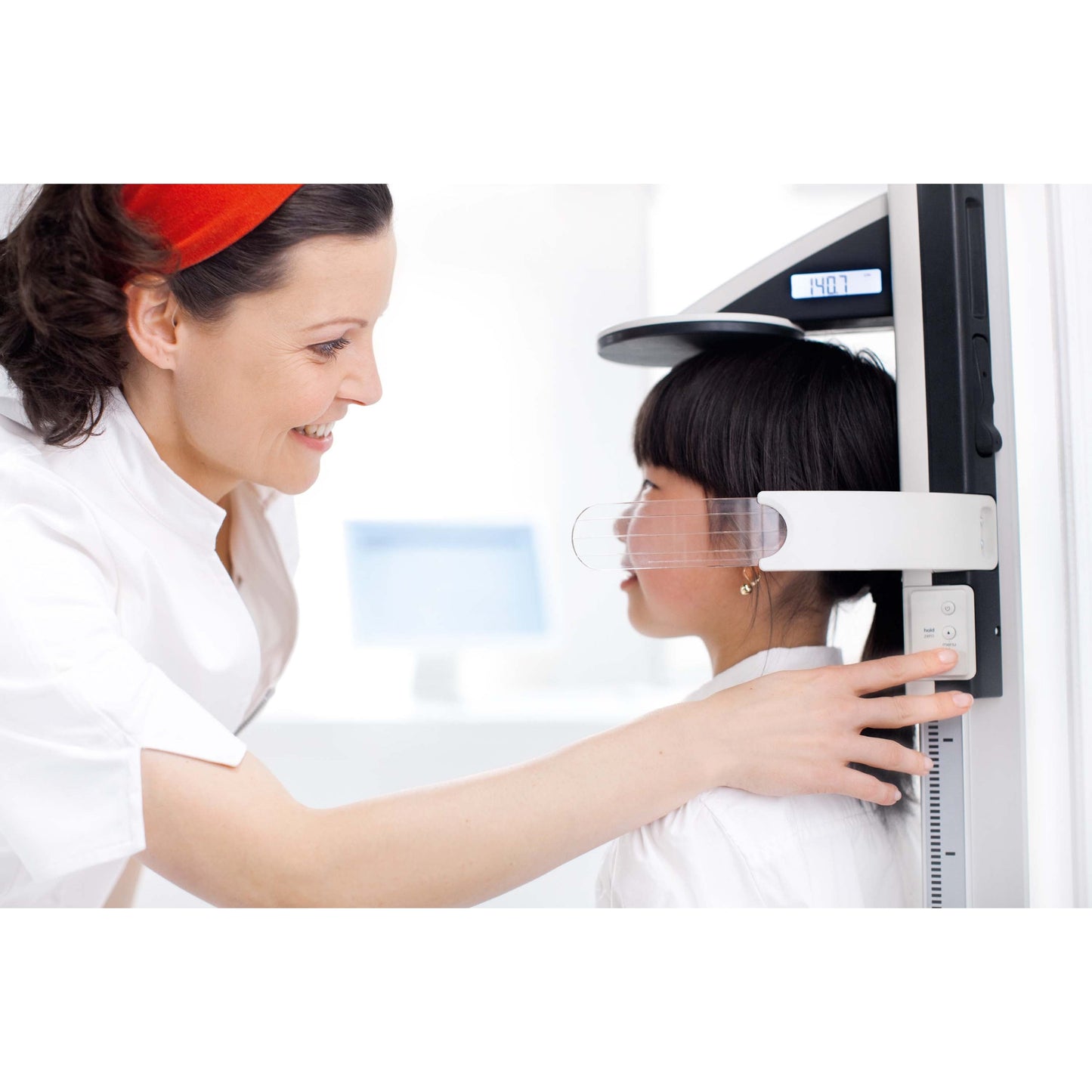 Light Gray seca 274 - Freestanding Stadiometer with Display on the Headpiece