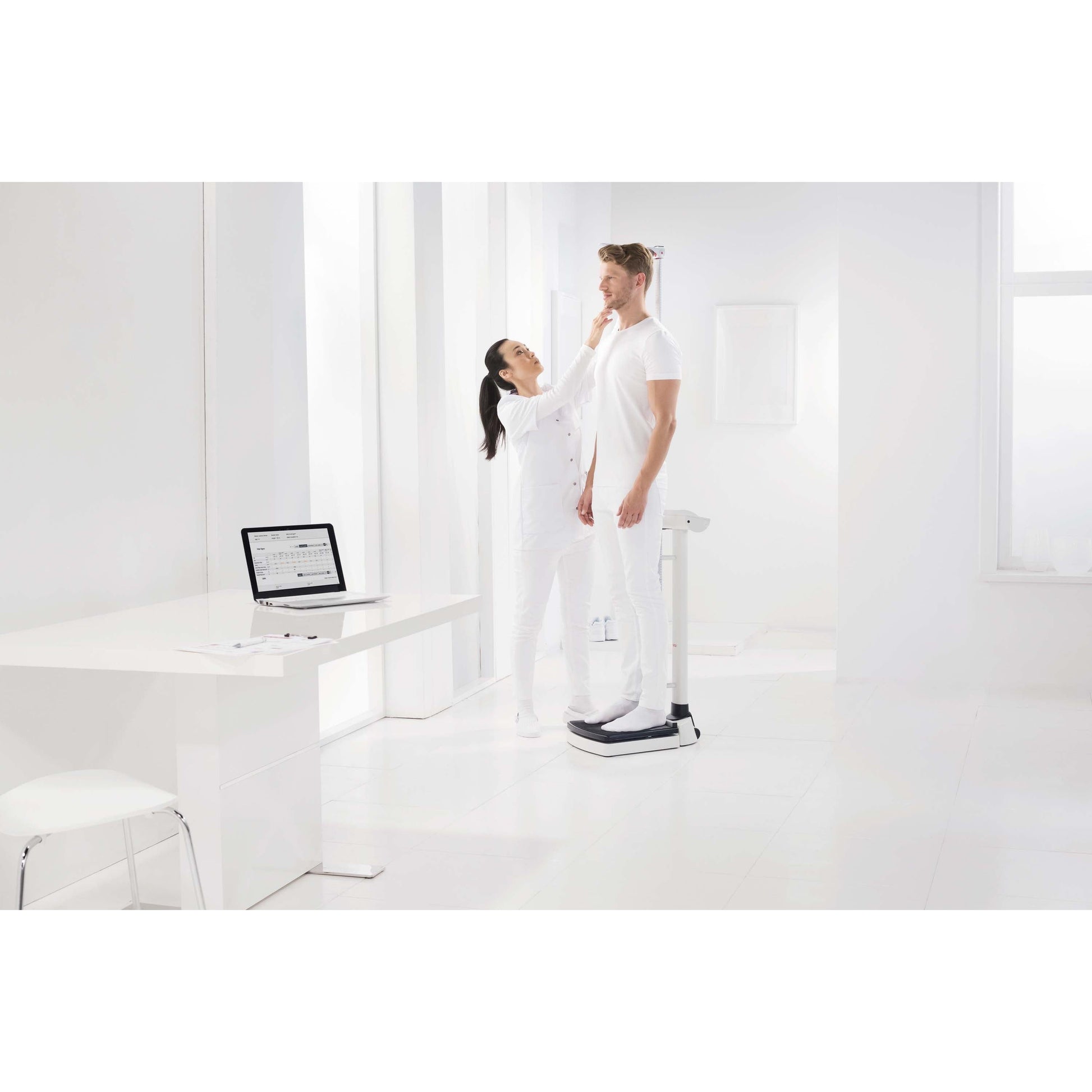 Light Gray seca 704 s - EMR-Validated Column Scale with Stadiometer and 300 kg Capacity (Class III medically approved)