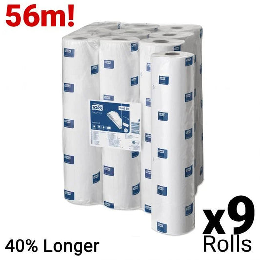 Light Gray Tork Couch Roll Advanced White 2 Ply - 150250 - Case of 9 Rolls - 48cm/19" x 56m