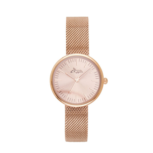 Wheat Annie Apple Nurses Fob Watch - Venus - Rose Gold Mesh - Lilac Leather - 35mm