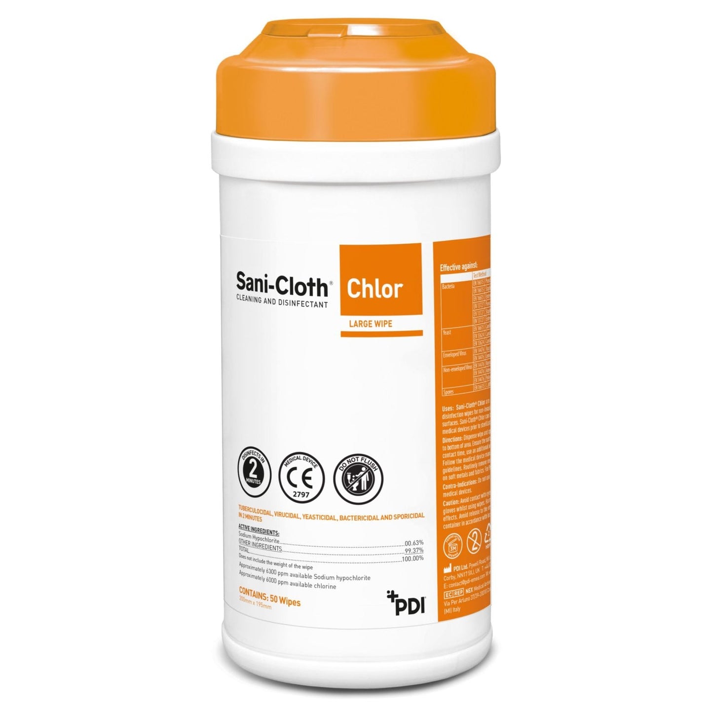 PDI Sani Cloth Chlor - Disinfectant Wipes x 50