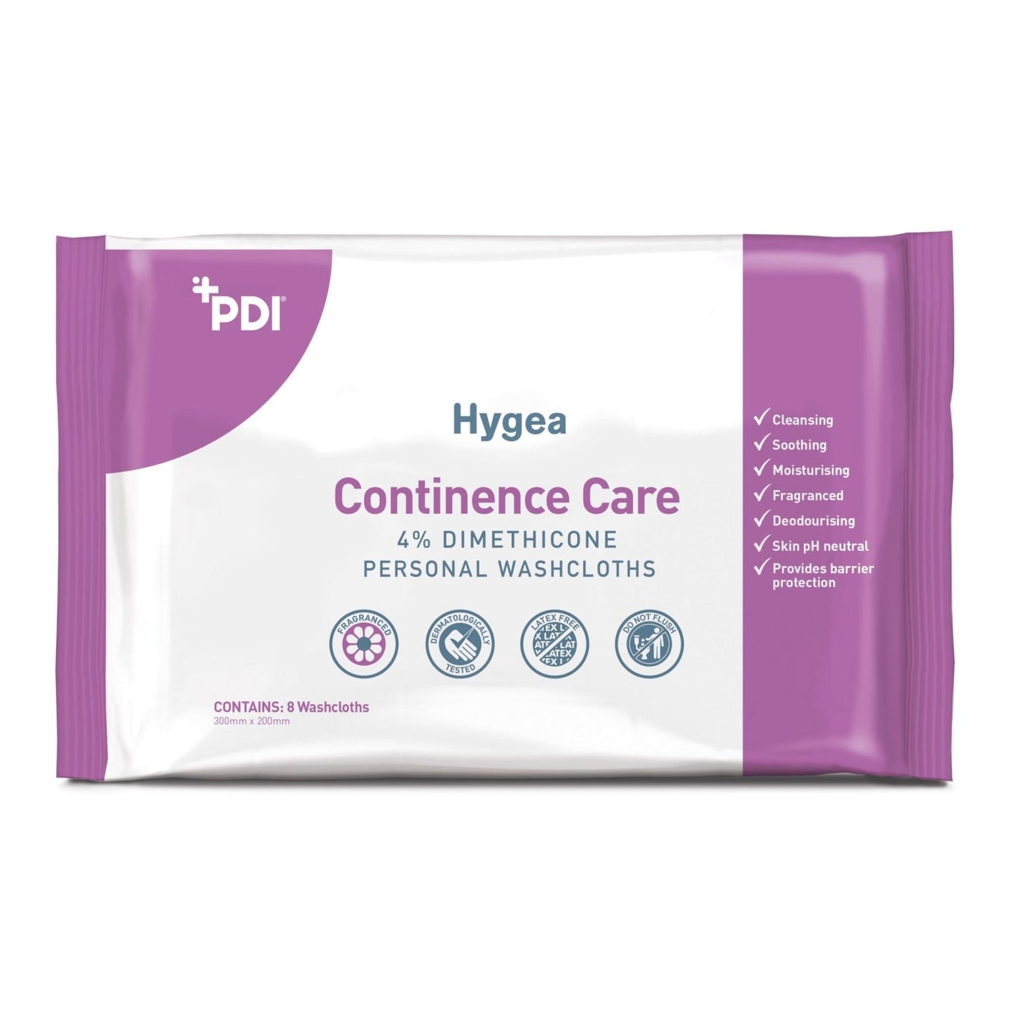 Hygea Continence Care Personal Washcloth - Flow Wrap Fragranced (8)